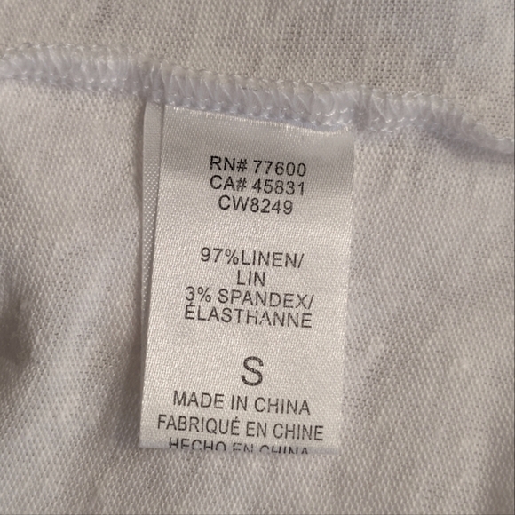 Chaser White Spritz Season Linen Embroidered Short Sleeve Tee Shirt Size Small - Picture 6 of 7